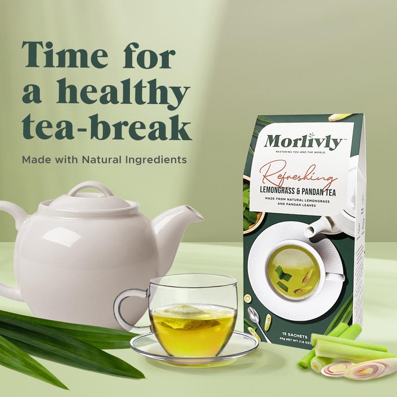 Refreshing Lemongrass and Pandan Tea 15 Sachets